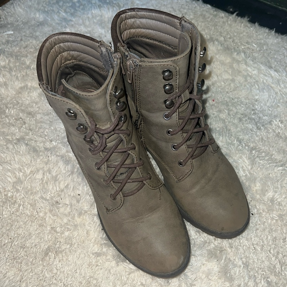 Brown Leather Combat Boots